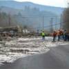 Landslide of December 11, 2007. Officials said the mass of mud, boulders and timber was about six feet deep, and covered an area about 200 yards wide. 
Photo courtesy of Amanda Moravec, The Clatskanie (Oregon) Chief 
